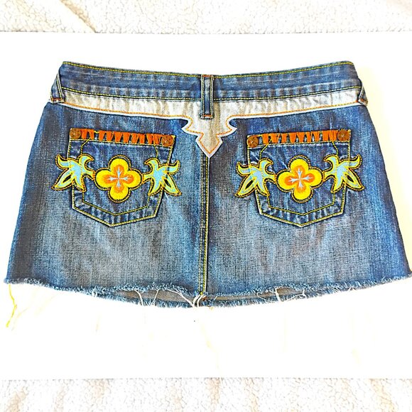 Yag Denim Cutoff Mini Skirt, Jean Skirt for Women or Juniors, Size Medium - Picture 2 of 6